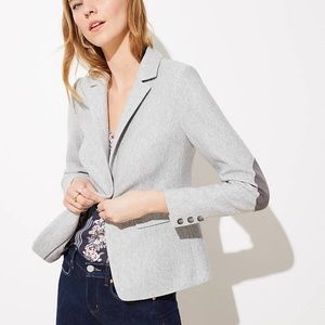 LOFT 4 Herringbone Knit Modern Blazer elbow patch